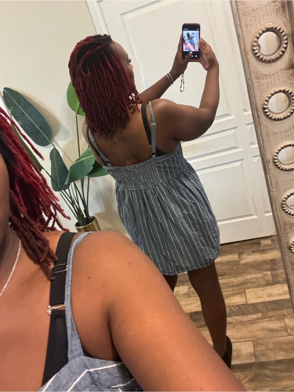 Striped Blue Button-Front Sundress - Picture 4 of 5